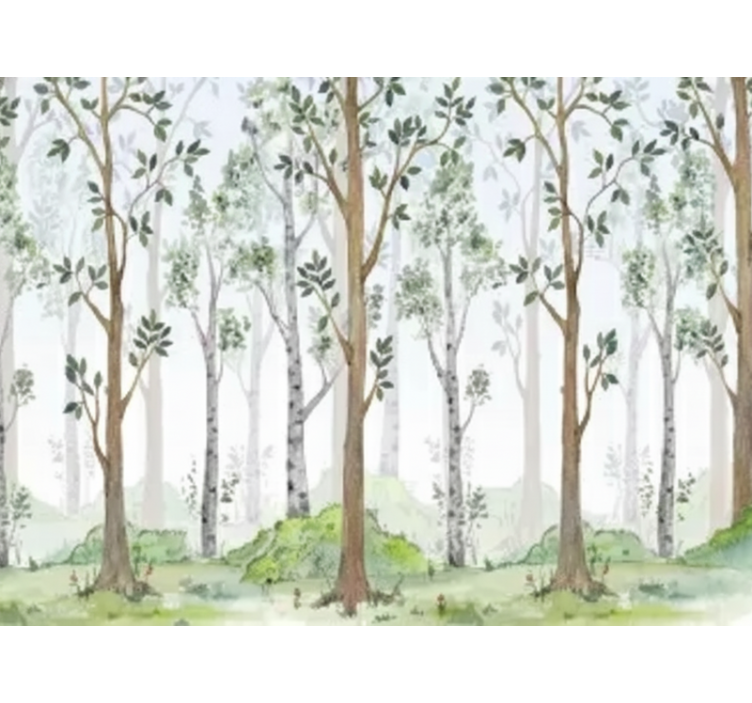 Papel pintado bosque detalle botánico minimalista - TenVinilo