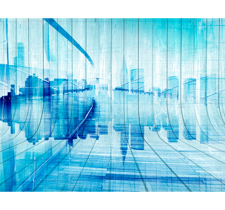 Papel pintado madera imitación tablones patrón ciudad - TenVinilo