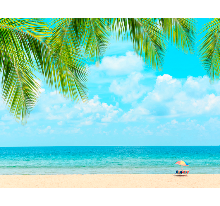 Mural pared dormitorio de paisaje vistas al mar - TenVinilo