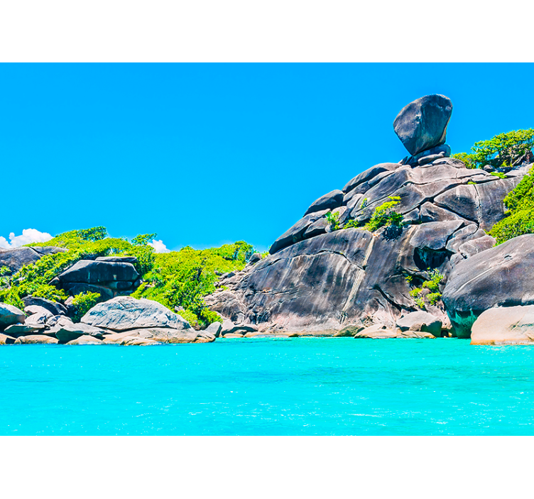 Fotomural 3D aguas paradisíacas con veleros - TenVinilo