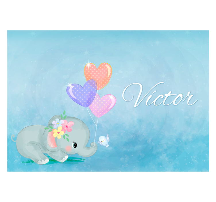 Papel pintado infantil elefante personalizable - TenVinilo