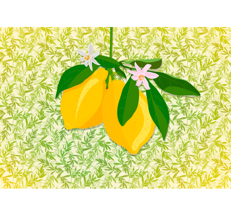 Mural para cocina limones con flores - TenVinilo