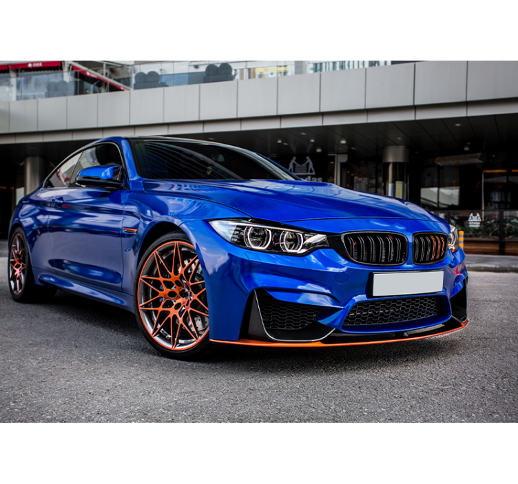 Mural habitación juvenil coche azul sport - TenVinilo