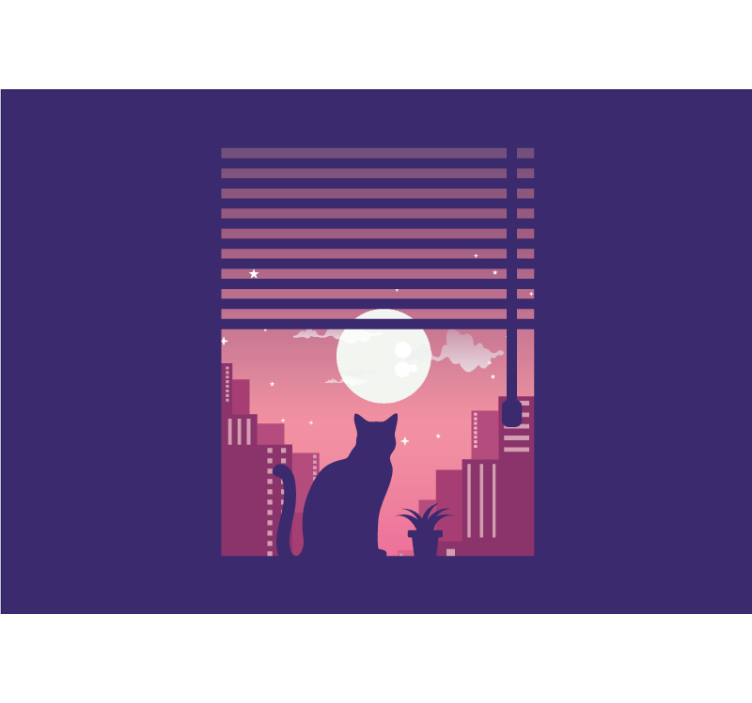 Fotomural animales silueta de gato vista nocturna - TenVinilo