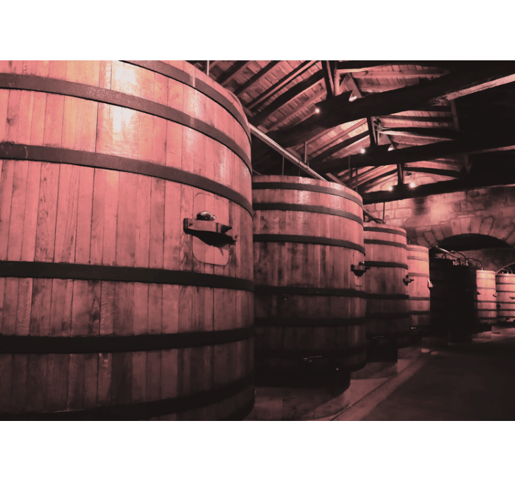 Mural de pared piedra almacenamiento de barril de madera - TenVinilo