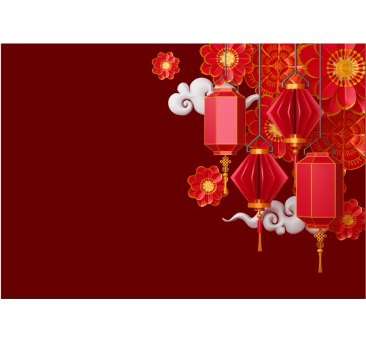 Fotomural buda linternas y flores - TenVinilo