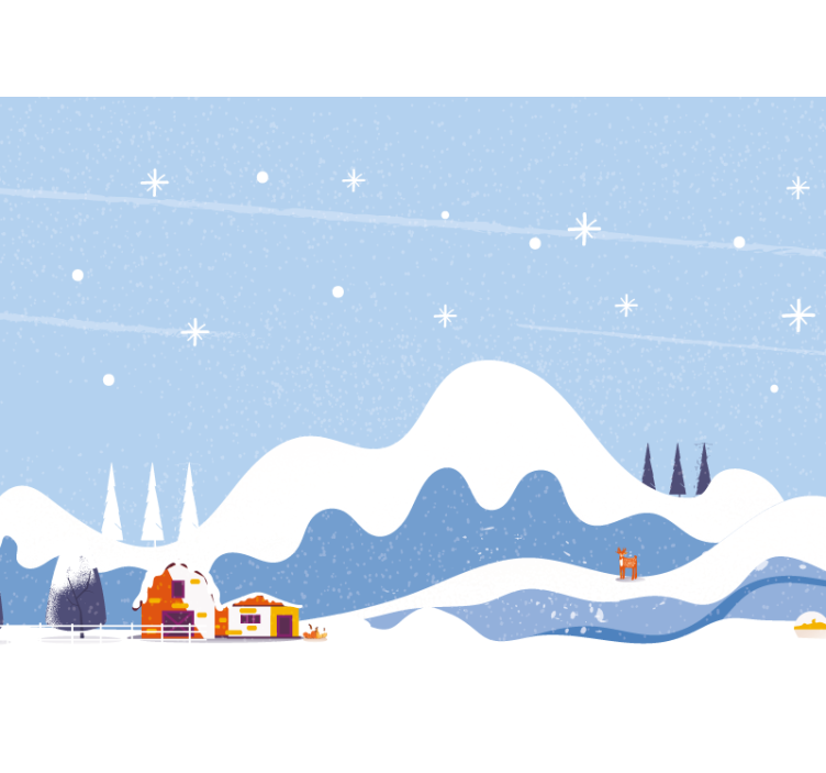 Mural de pared infantil montaña nevada dibujada - TenVinilo