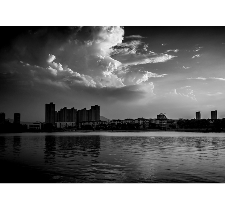 Fotomural ciudad reflexión urbana del horizonte - TenVinilo