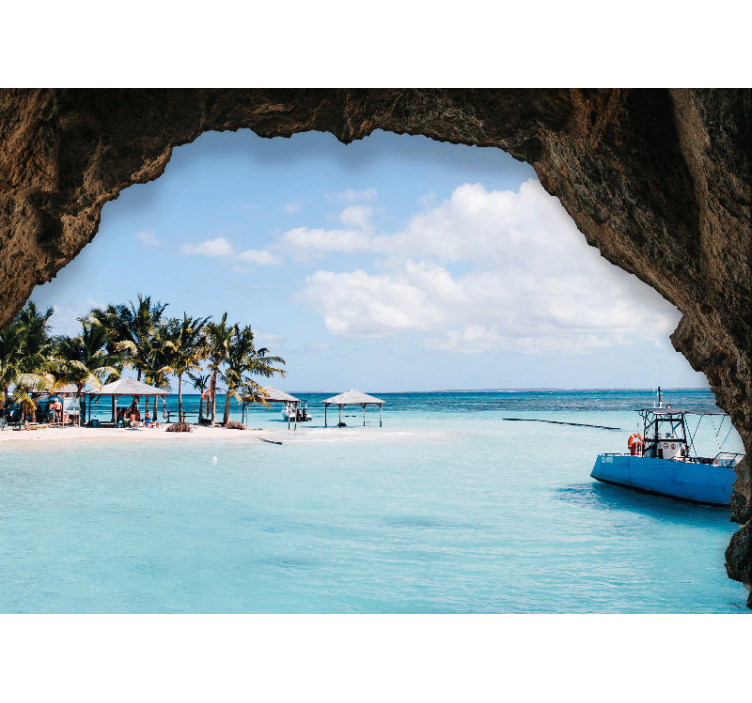 Papel pintado paisaje vista tropical al mar - TenVinilo