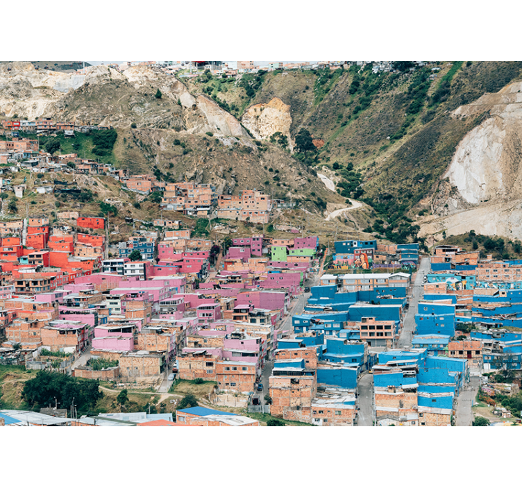 Fotomural ciudad casas coloridas en la ladera - TenVinilo