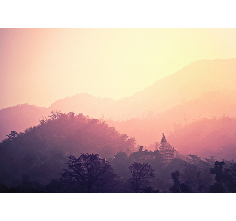 Fotomural naturaleza vista del templo de la montaña - TenVinilo