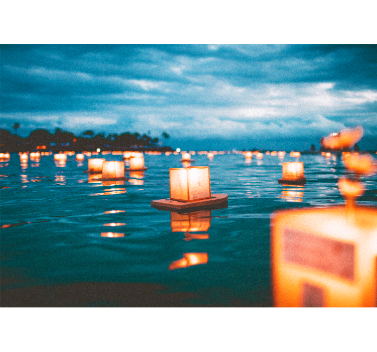 Fotomural naturaleza linternas flotantes nocturnas - TenVinilo