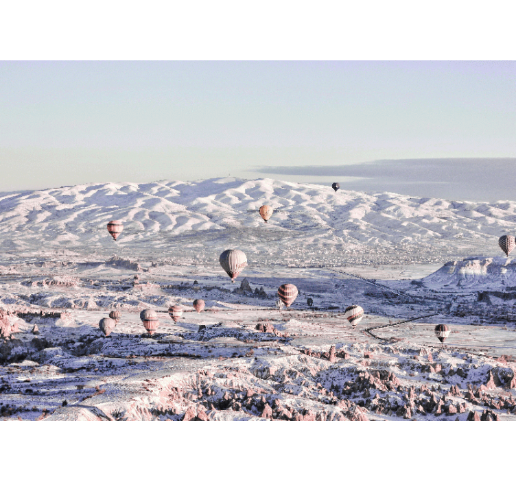 Papel pintado paisaje escenario de globos aerostáticos - TenVinilo