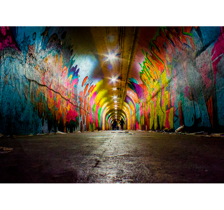 Fotomural arte urbano túnel graffiti vivid - TenVinilo