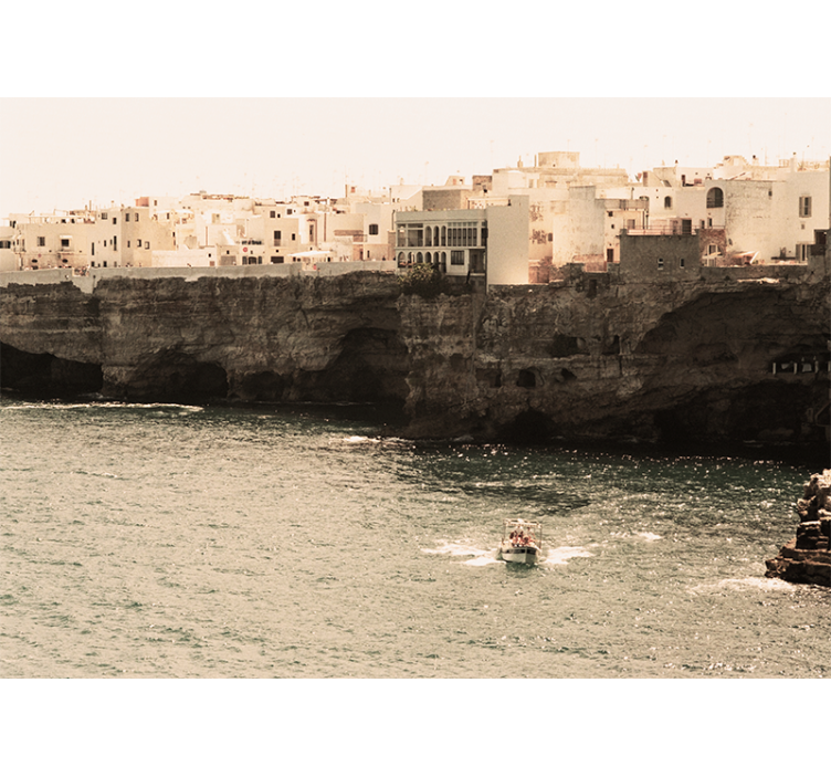 Fotomural ciudad pueblo costero junto al mar - TenVinilo