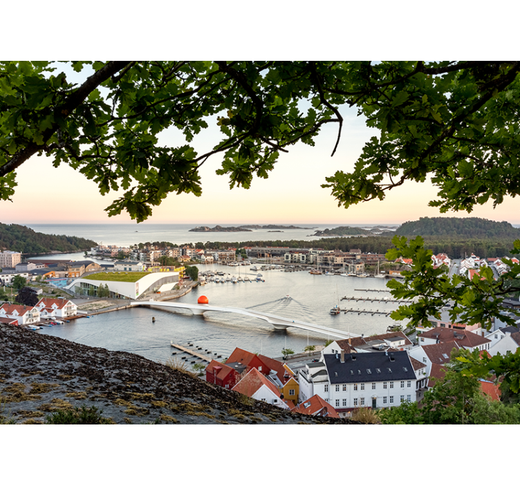Fotomural ciudad vista costera encantadora - TenVinilo