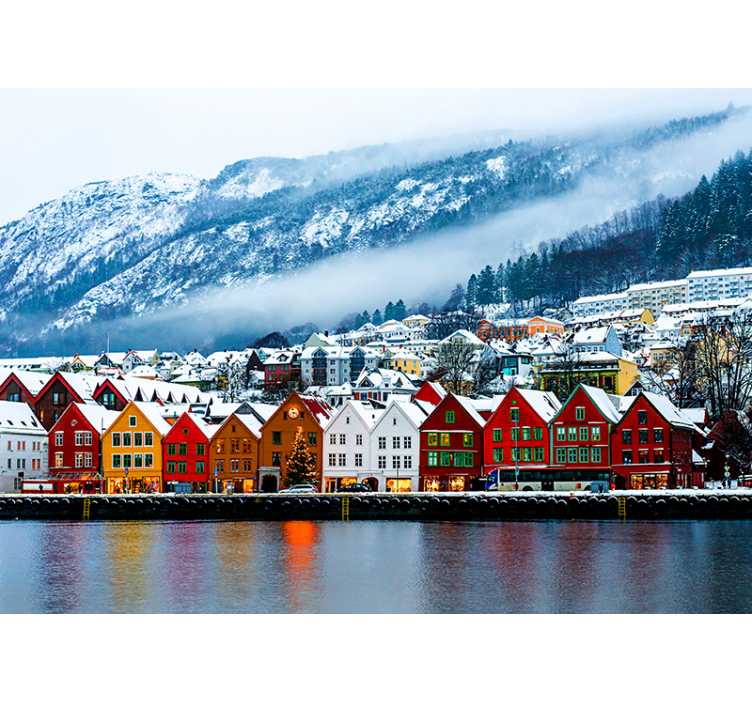 Fotomural ciudad coloridas casas frente al mar - TenVinilo