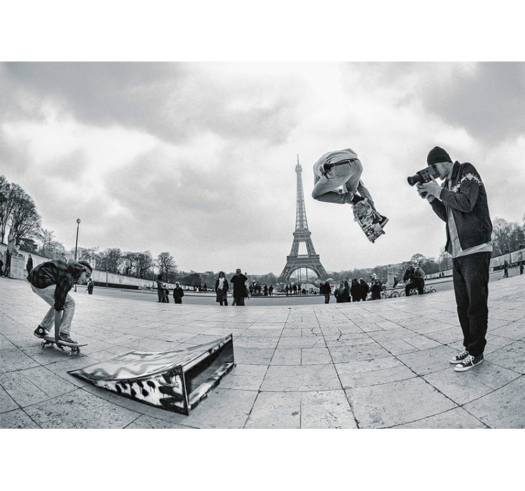 Fotomural París patinaje en la torre eiffel - TenVinilo