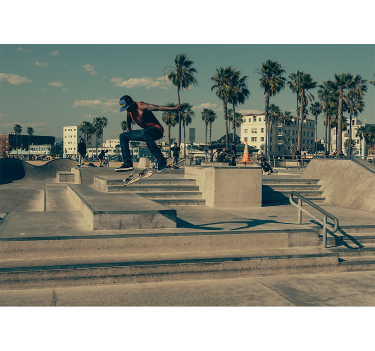 Fotomural arte urbano patinador en acción - TenVinilo
