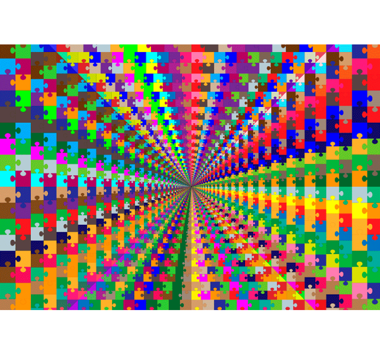 Papel pintado 3D explosión de rompecabezas - TenVinilo