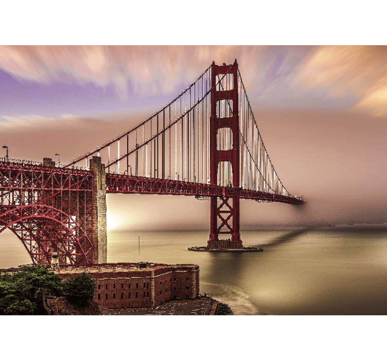 Fotomural ciudad Niebla de la puerta dorada - TenVinilo