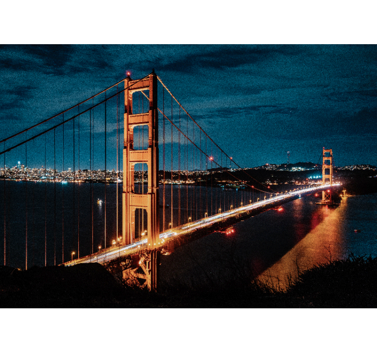 Fotomural ciudad puente golden gate de noche - TenVinilo