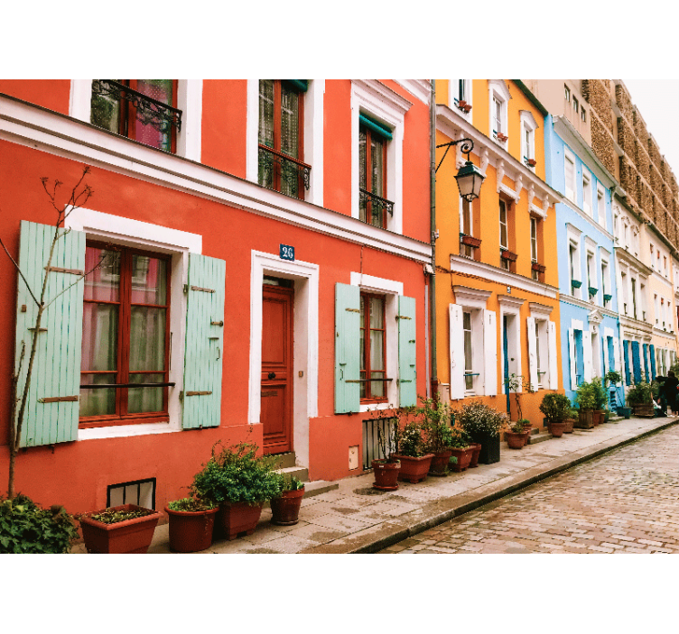 Fotomural ciudad coloridas fachadas parisinas - TenVinilo
