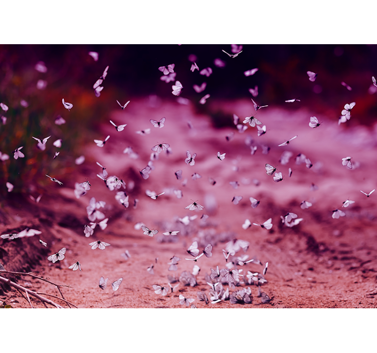 Mural de pared flores delicada danza de la mariposa - TenVinilo