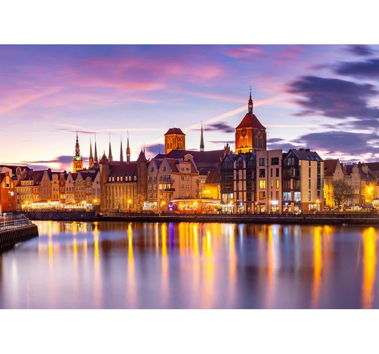 Fotomural ciudad arquitectura histórica ribereña - TenVinilo