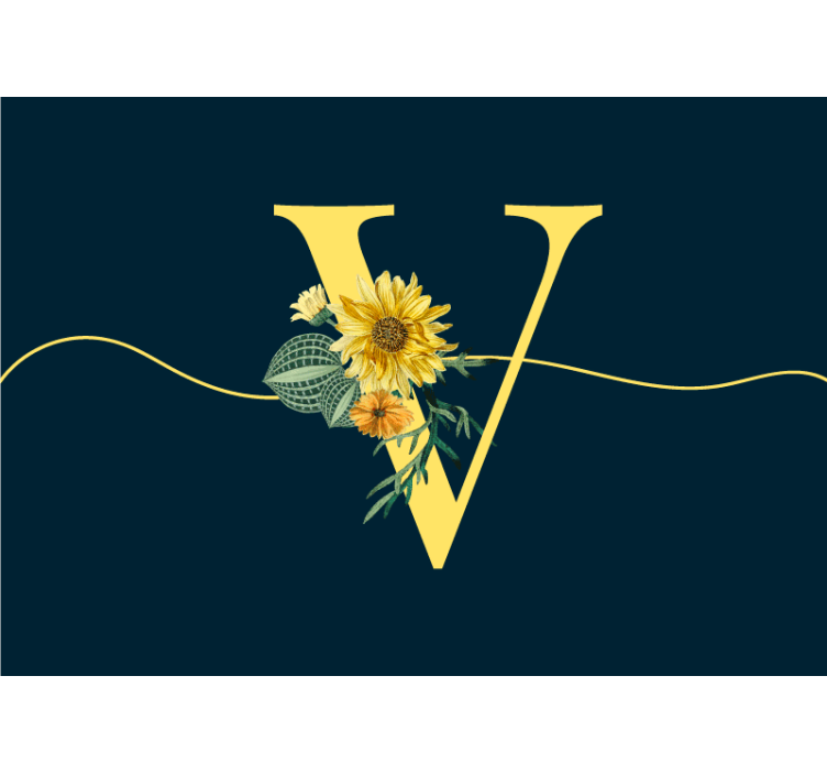 Mural de pared flores elegancia inicial de girasol - TenVinilo