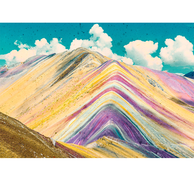 Papel pintado paisaje picos montañosos coloridos - TenVinilo