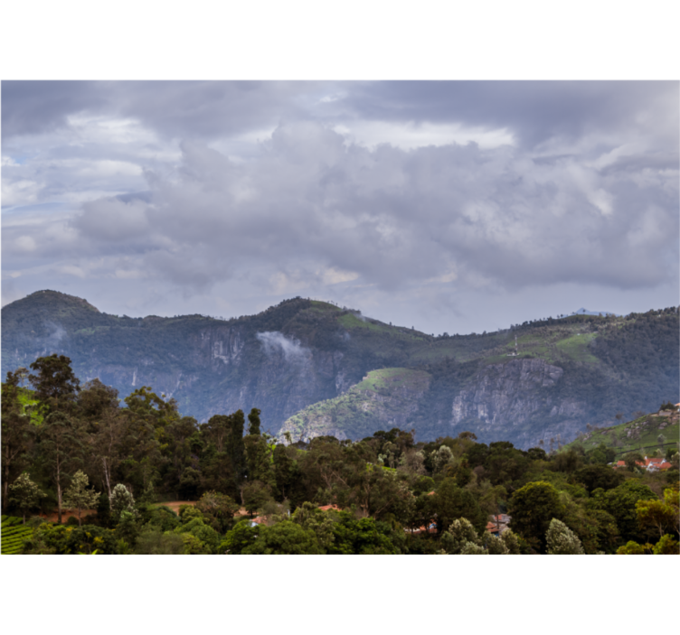 Papel pintado paisaje vista serene de montañas - TenVinilo