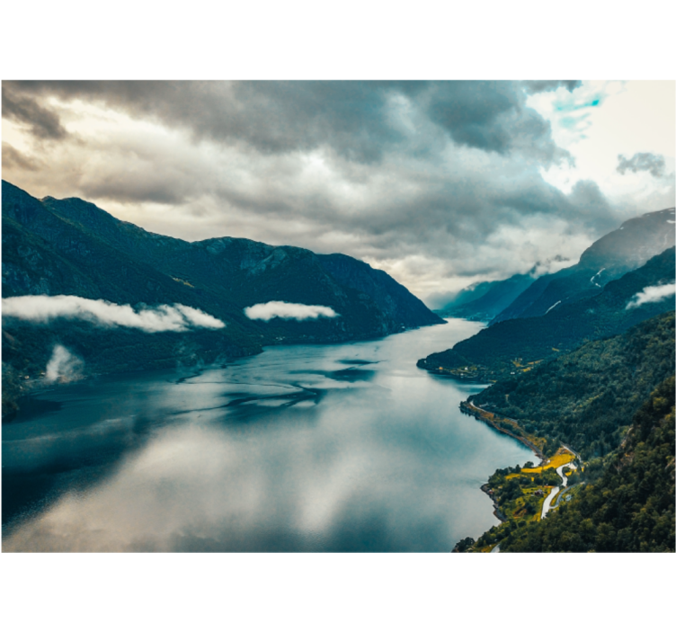Papel pintado paisaje lago de montaña espejo - TenVinilo