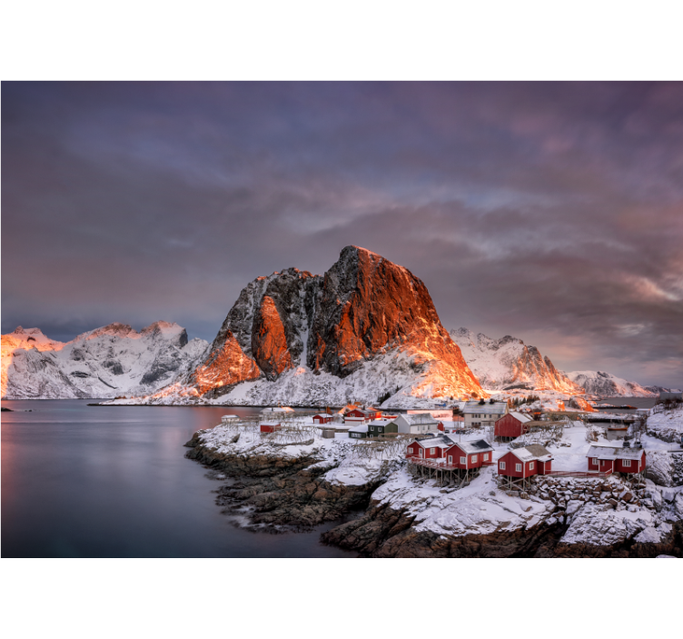 Fotomural montañas al anochecer nevado - TenVinilo