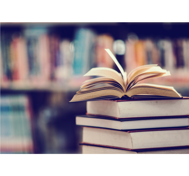 Fotomural arte pila de libros abiertos - TenVinilo