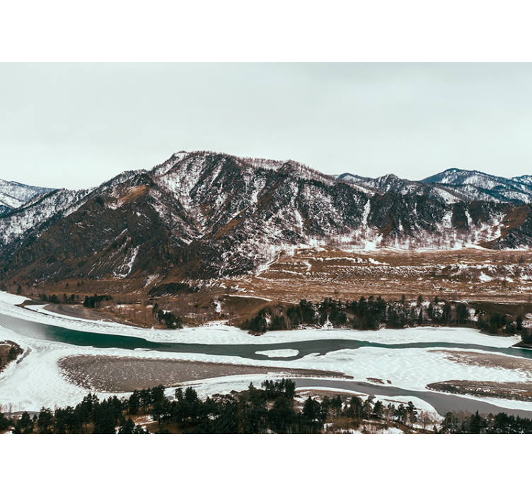Papel pintado paisaje vista del río en la montaña - TenVinilo