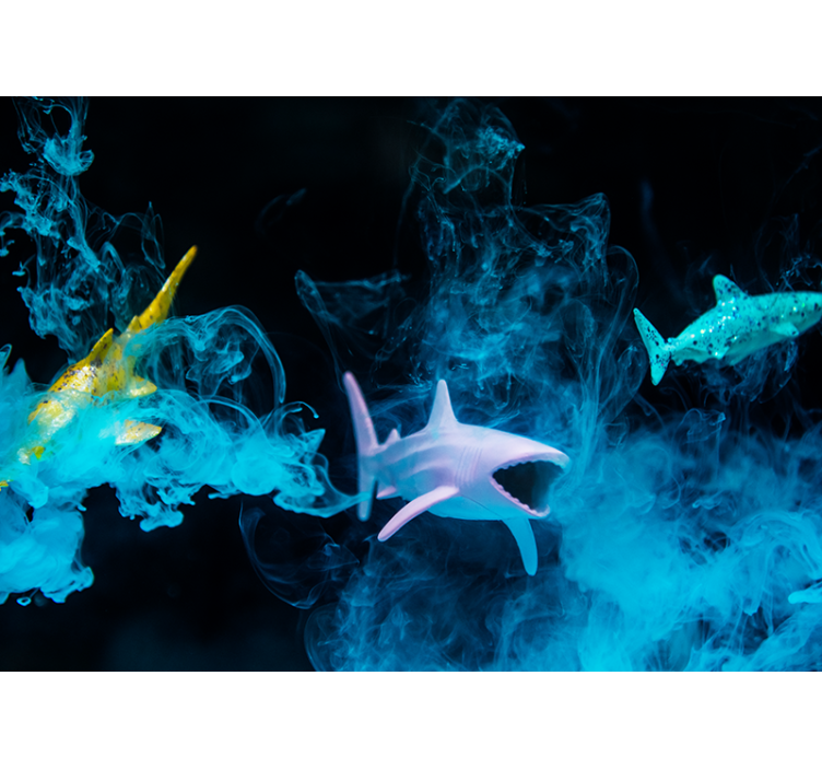 Fotomural animales ilustración de tiburón colorido - TenVinilo