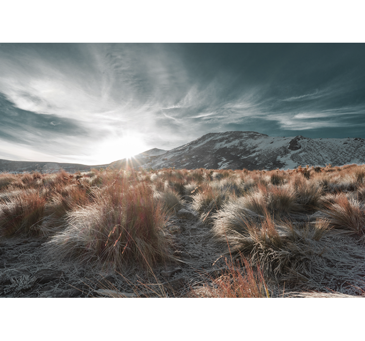 Papel pintado paisaje amanecer en la montaña - TenVinilo