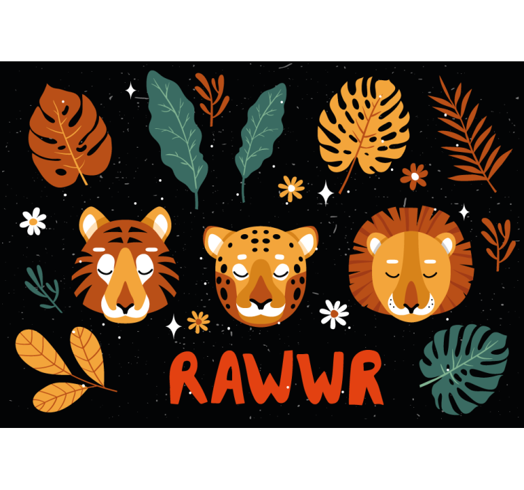 Mural de pared infantil animales de la jungla juguetones - TenVinilo