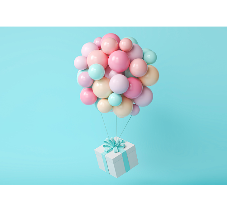 Fotomural bebé manojo de globos - TenVinilo