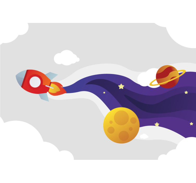 Fotomural fantasía nave espacial y cuerpos celestes - TenVinilo