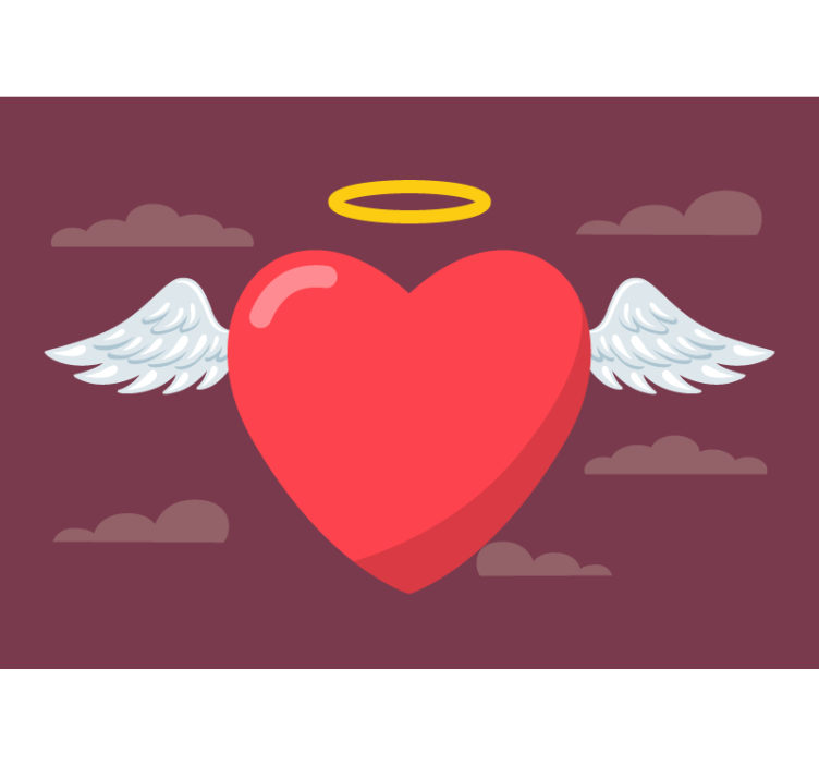 Fotomural de amor corazón con alas - TenVinilo