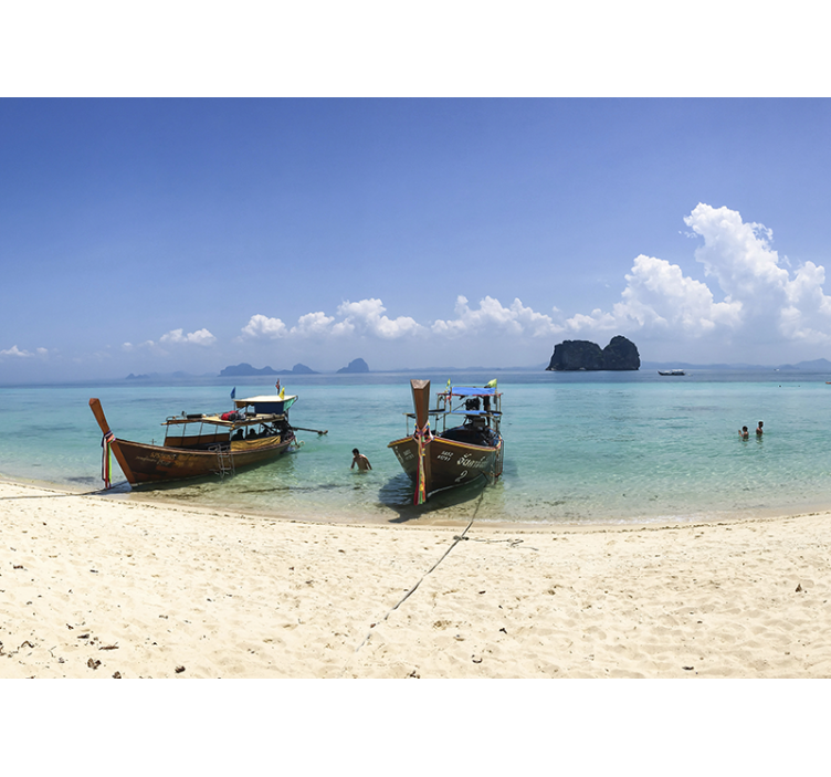 Papel pintado paisaje escena de playa tropical - TenVinilo