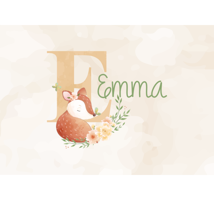 Mural de pared infantil diseño de zorro personalizado - TenVinilo