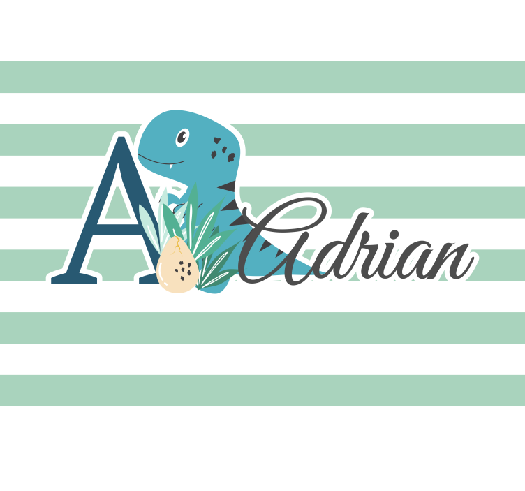 Mural de pared infantil t-rex con inicial y nombre - TenVinilo