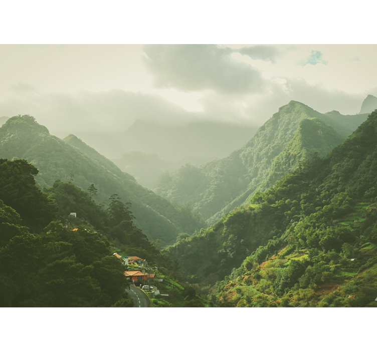 Papel pintado paisaje valle de montañas - TenVinilo