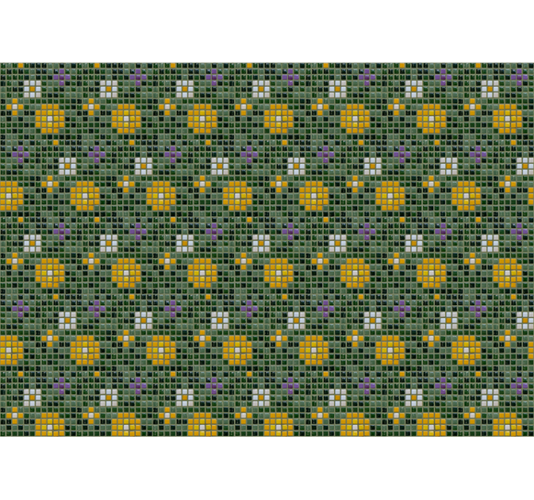 Mural para baño patrón floral de mosaico vibrante - TenVinilo