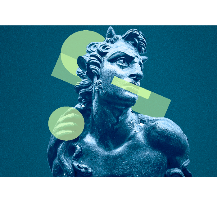 Fotomural arte estatua con formas geométricas - TenVinilo