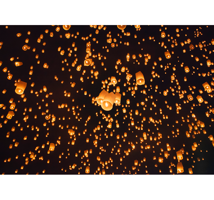 Mural para recibidor festival de faroles flotantes - TenVinilo