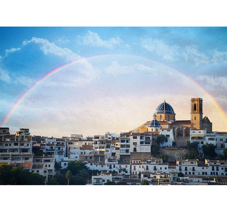 Fotomural ciudad arquitectura de pueblo costero - TenVinilo